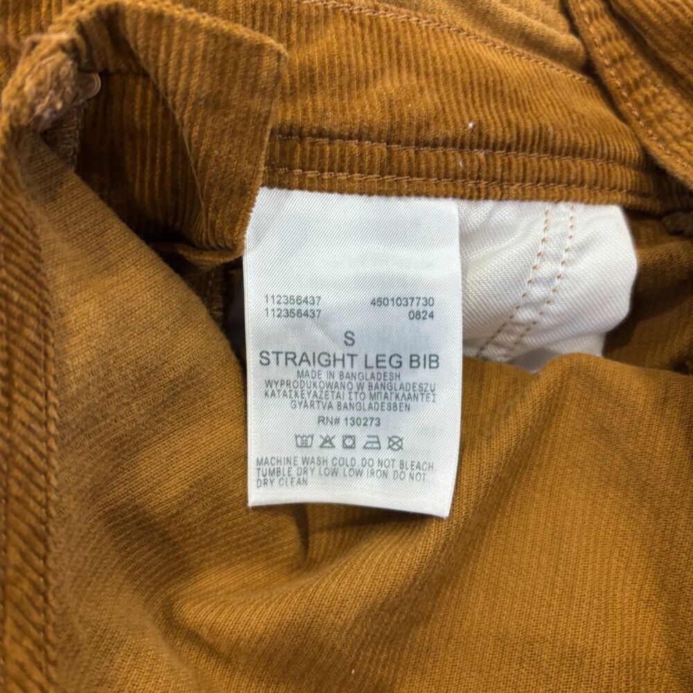 Free People Wrangler Brown Corduroy Straight-Leg Small Bib Overalls Jumpsuit - Picture 9 of 13